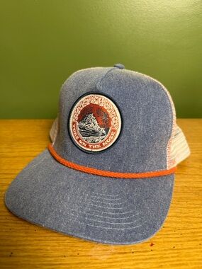 Tops on the Nose Blue Trucker Hat with Orange Rope Accent